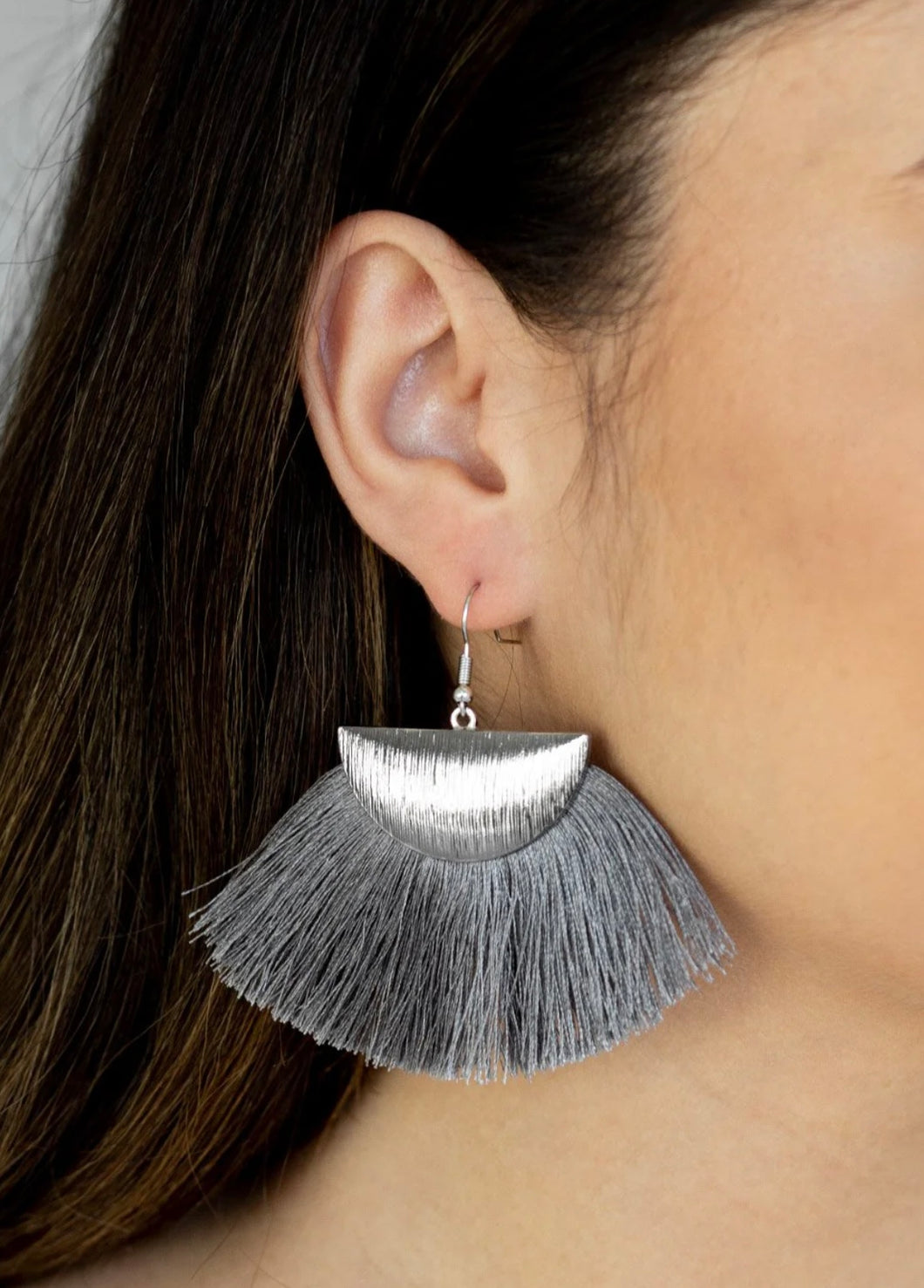 Grey Fringe Earrings