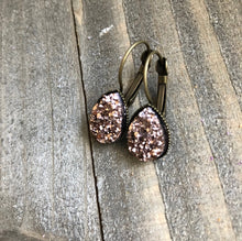Load image into Gallery viewer, Bronze Druzy Teardrop Earrings
