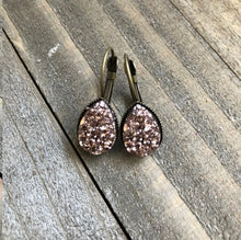 Load image into Gallery viewer, Bronze Druzy Teardrop Earrings
