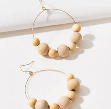 Load image into Gallery viewer, Boho Wood Drop Hoop Earrings
