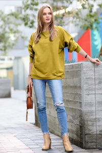 Olive-Mustard Pull Over Top