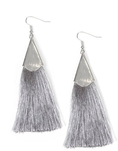 In Full Plume Silver Fringe Earrings