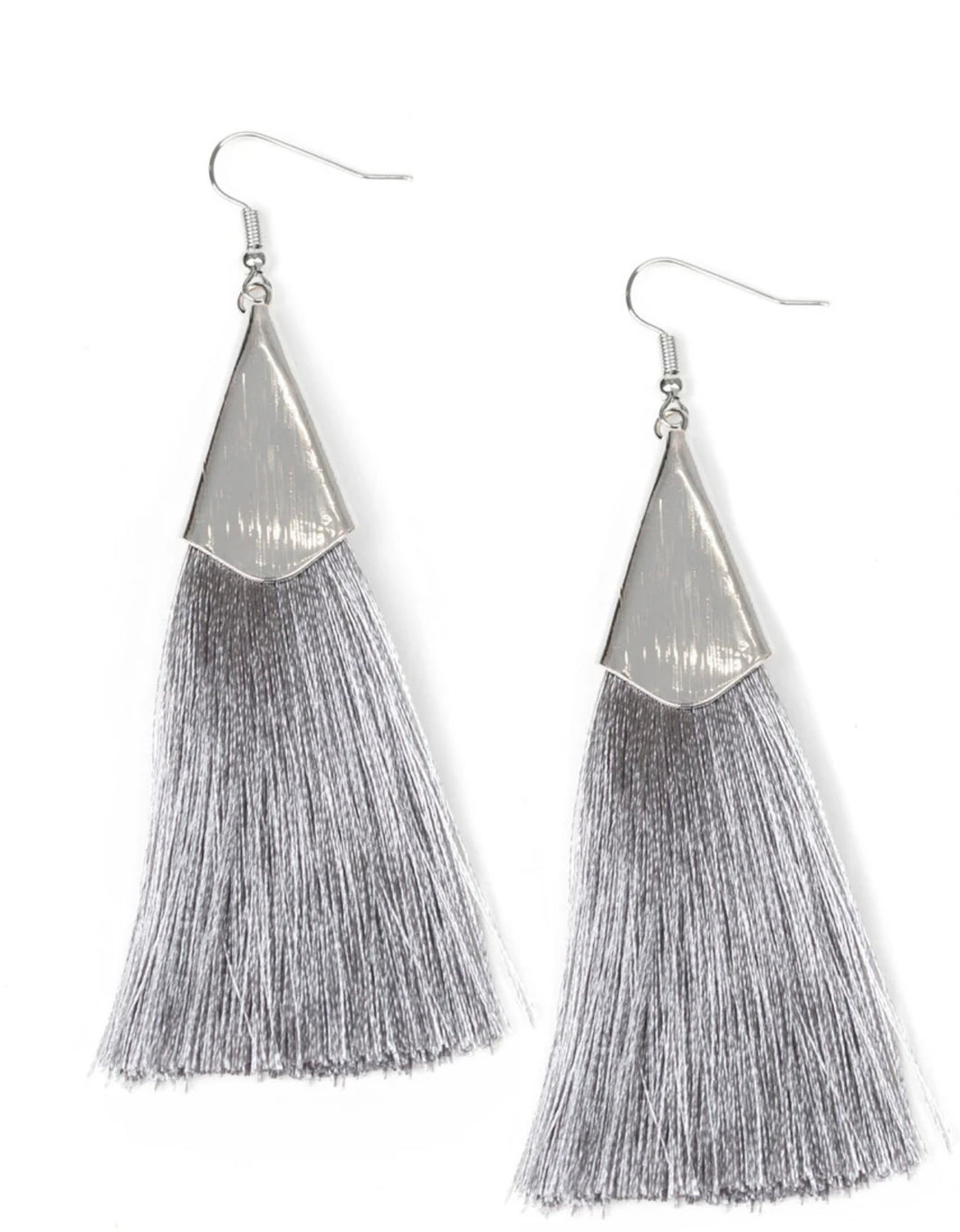 In Full Plume Silver Fringe Earrings