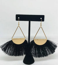 Load image into Gallery viewer, Black Fringe Gold Earrings
