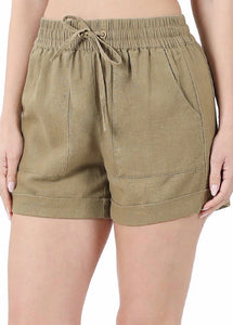 Khaki Linen Shorts