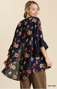 Navy Floral Kimono