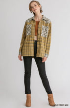 Load image into Gallery viewer, Mustard Plaid Colorblock Shacket
