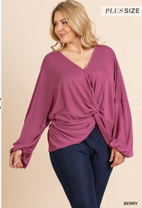 Plus Berry Center Knot Top