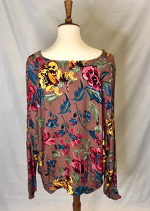 Plus Floral Print Waist Tie Top