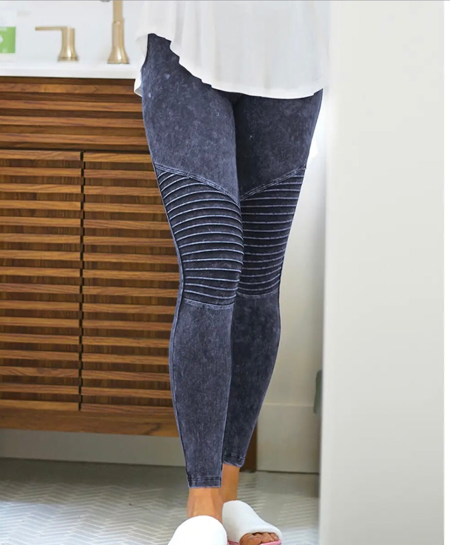 Sapphire Mineral Washed Moto Leggings