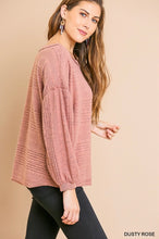 Load image into Gallery viewer, Dusty Rose Puff Sleeve Fleece Top
