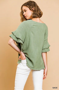 Sage Linen Top