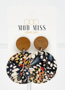 Butterfly Wings Cork & Leather Earrings