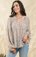 Load image into Gallery viewer, Ivory Floral Balloon Sleeve Top
