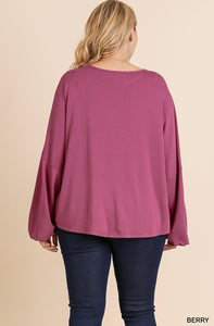Plus Berry Center Knot Top