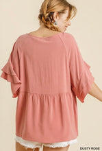 Load image into Gallery viewer, Dusty Rose Floral Babydoll Top
