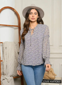 Smocked Lilac Floral Top