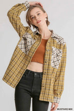 Load image into Gallery viewer, Mustard Plaid Colorblock Shacket
