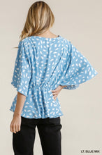 Load image into Gallery viewer, Light Blue Dalmatian Bell Sleeve Top
